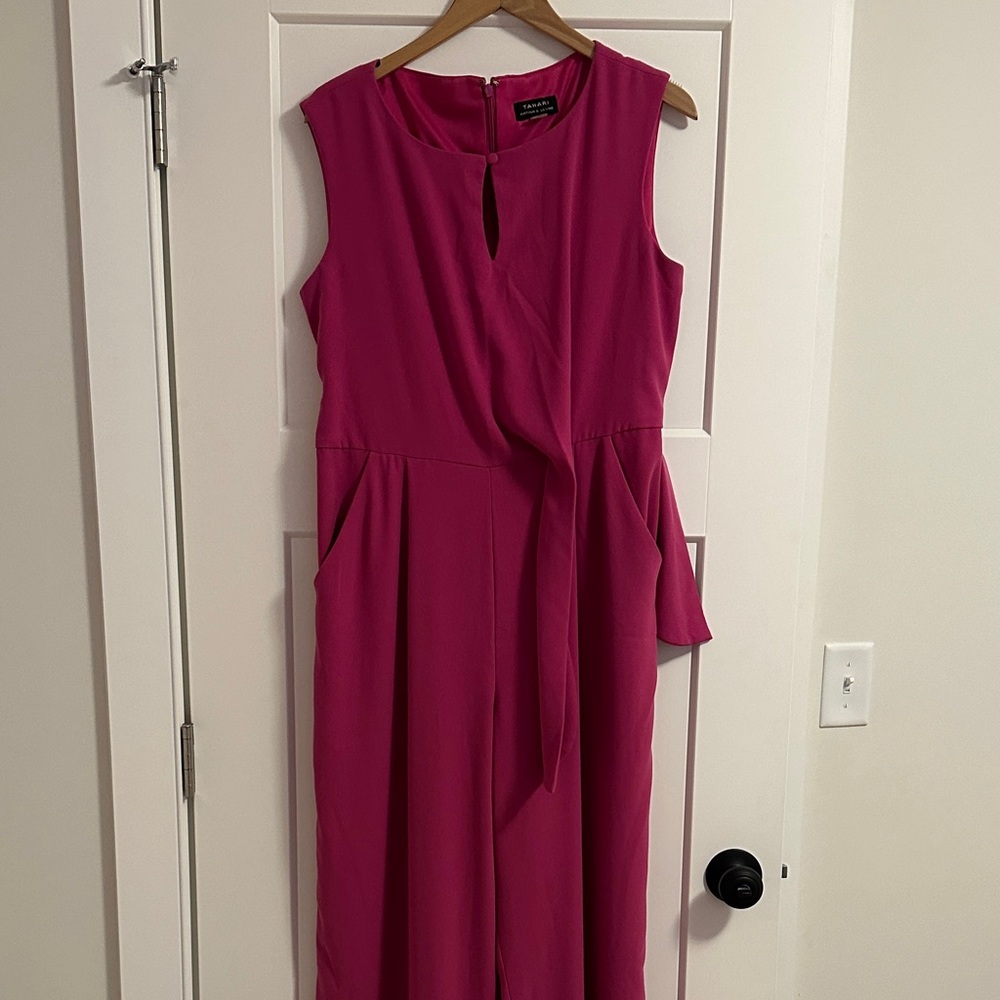 Tahari Fuchsia Sleeveless Jumpsuit with Waist Tie